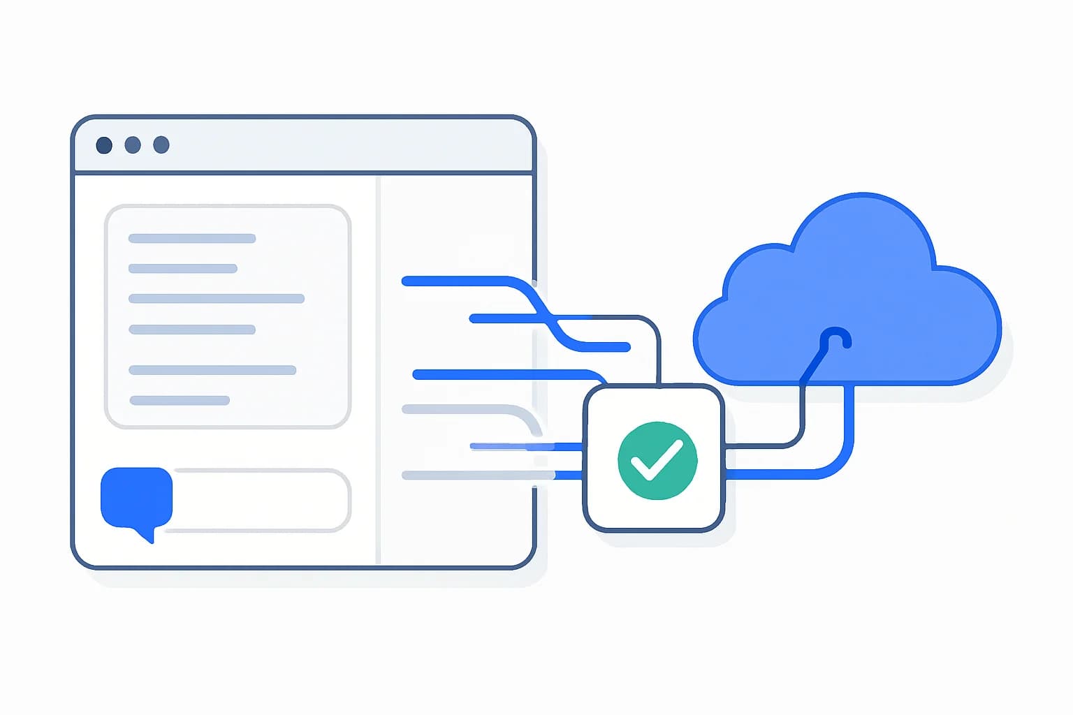A browser chat prompt being checked for sensitive data before it is sent to an AI assistant