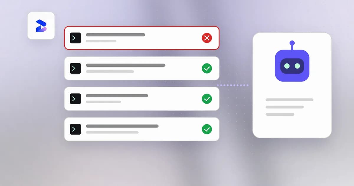 An AI agent proposing actions, with one risky command denied by policy and the rest allowed