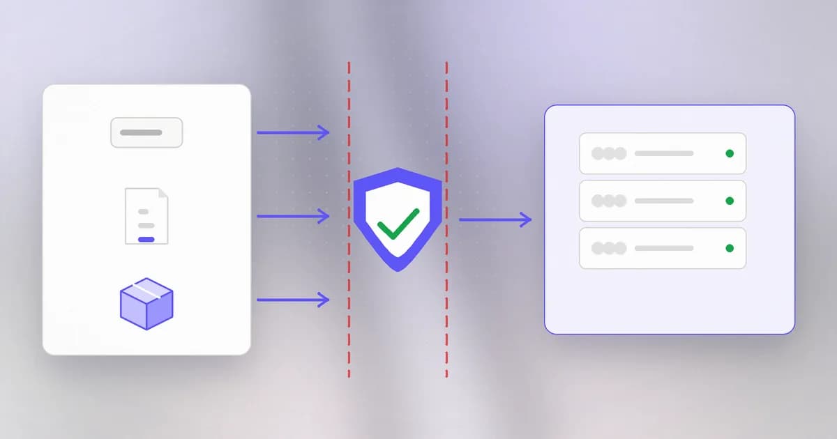 Data crossing a trust boundary into a program, with a checkpoint that lets only expected shapes through