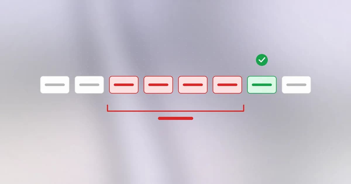 A row of version tags with a vulnerable range highlighted in red and the fixed version marked green