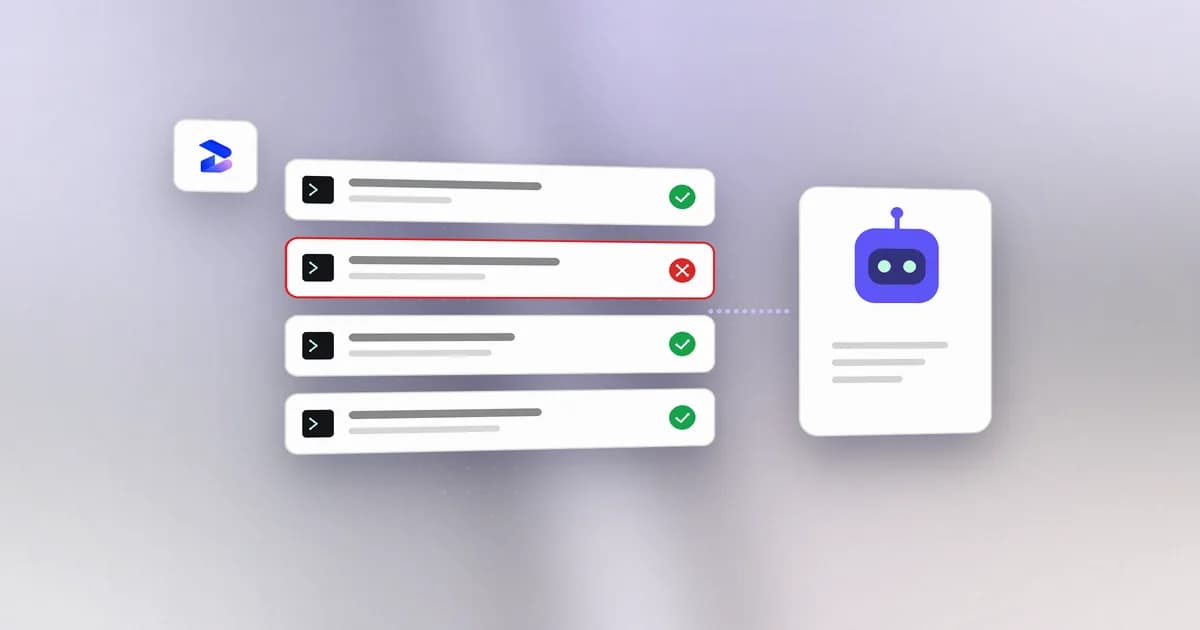 An AI agent proposing actions, with one risky command denied by policy and the rest allowed