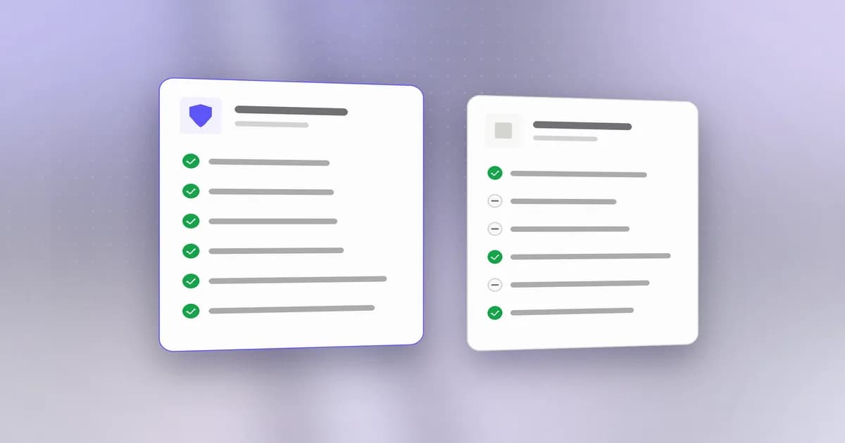 Two options compared side by side, with the stronger one outlined in indigo