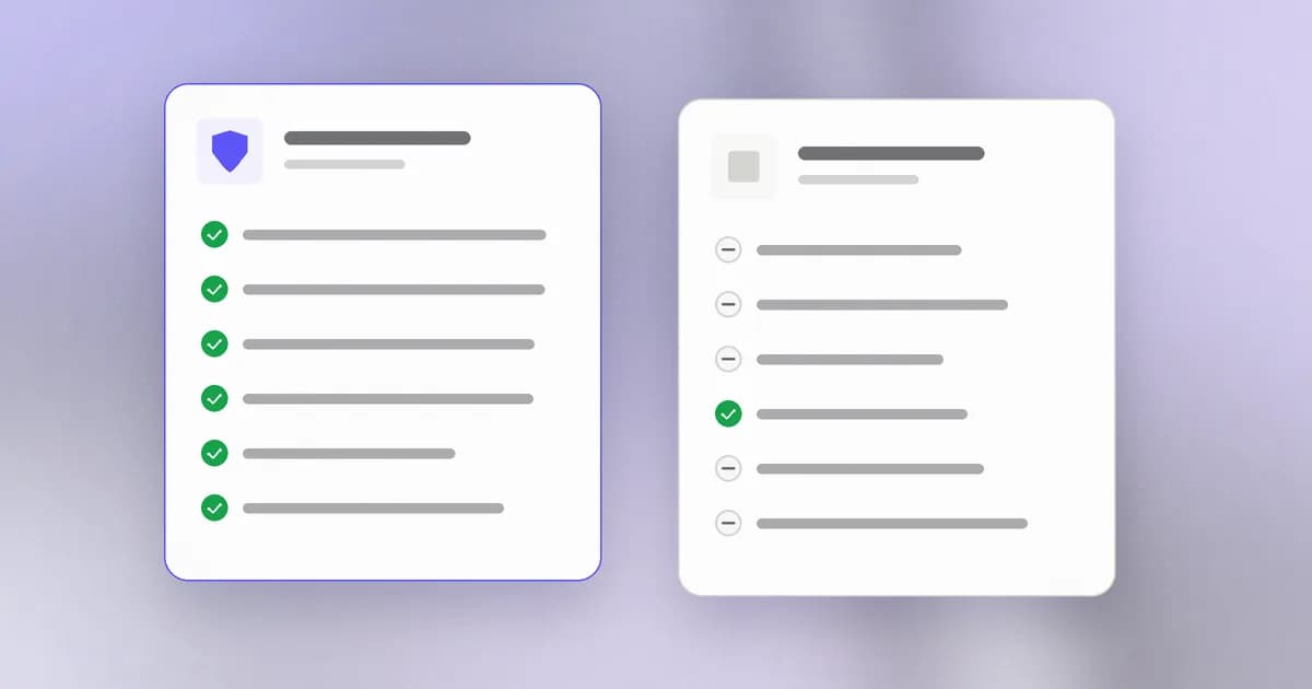 Two options compared side by side, with the stronger one outlined in indigo