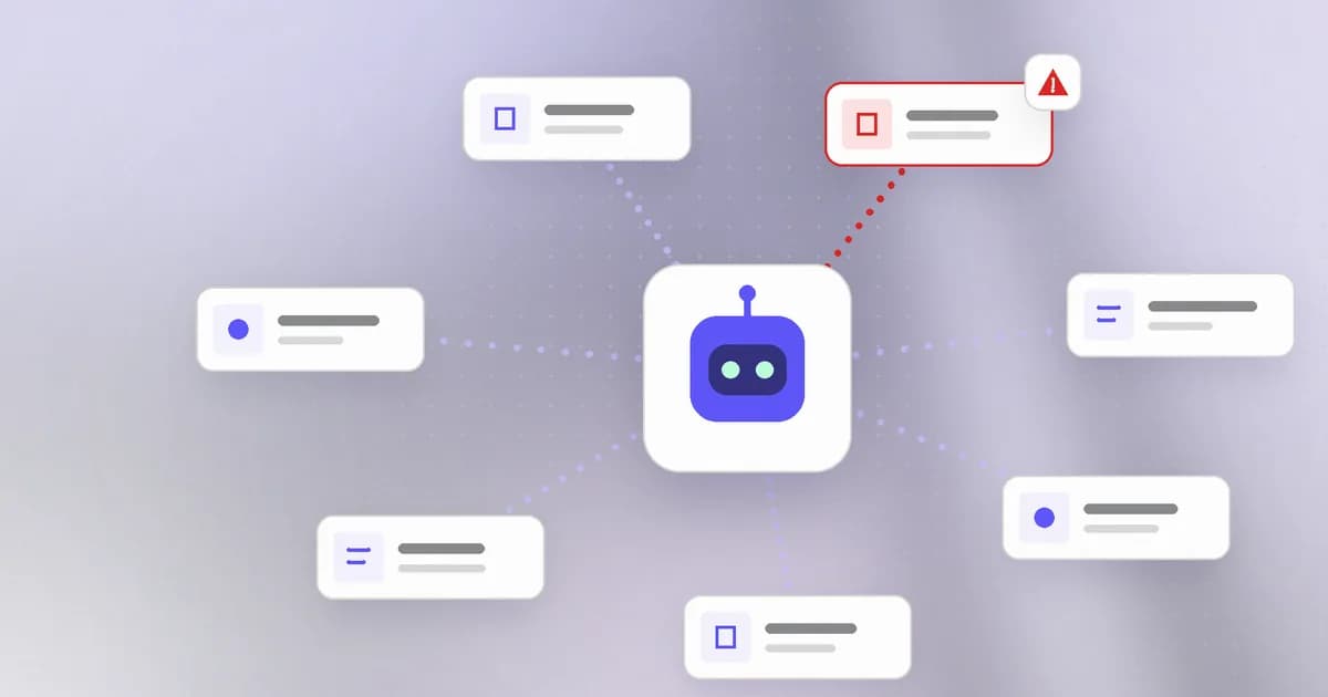 An AI agent connected to several MCP tools and skills, with one tool flagged for a hidden instruction