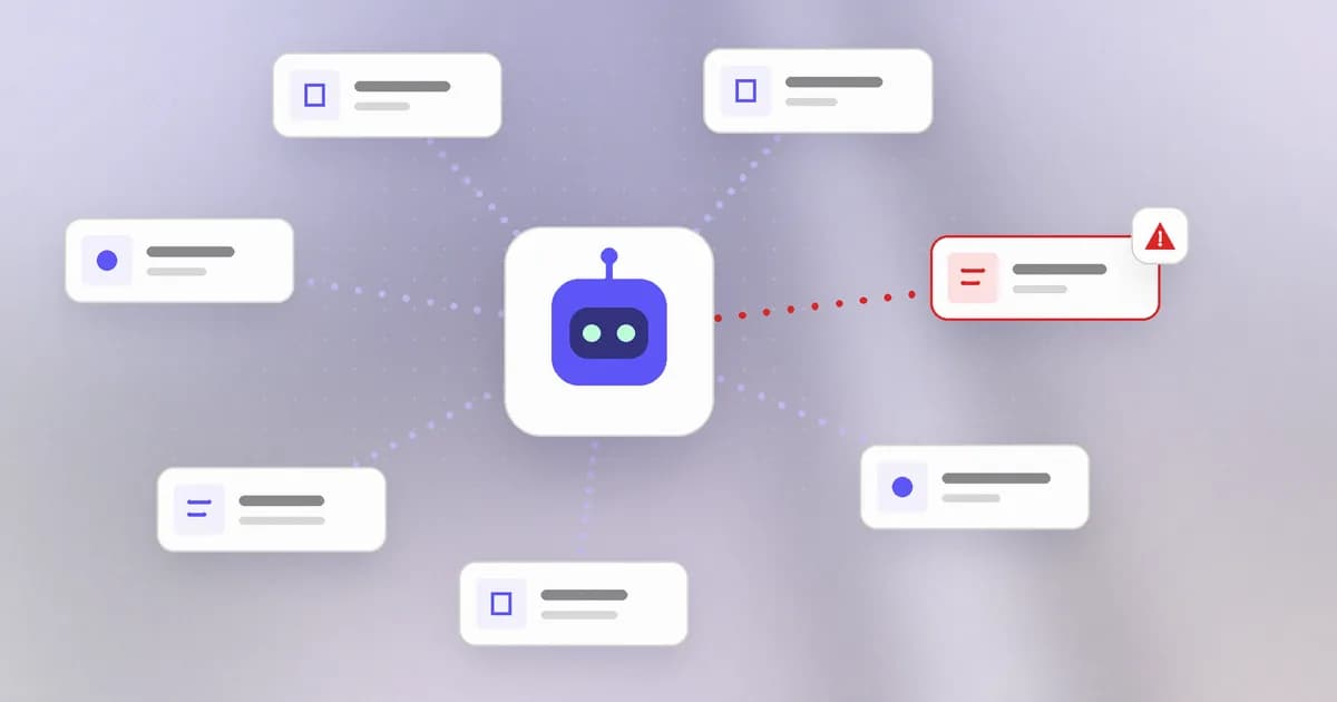 An AI agent connected to several MCP tools and skills, with one tool flagged for a hidden instruction