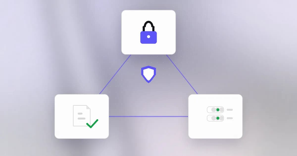 Three panels showing a locked document, a document with a verified checkmark and a server that is up and reachable