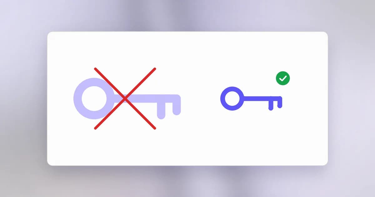 A ring of keys where only the one key needed is highlighted and the oversized master key is crossed out